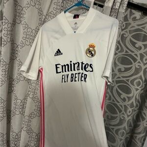 Adidas White and Pink Real Madrid Jersey